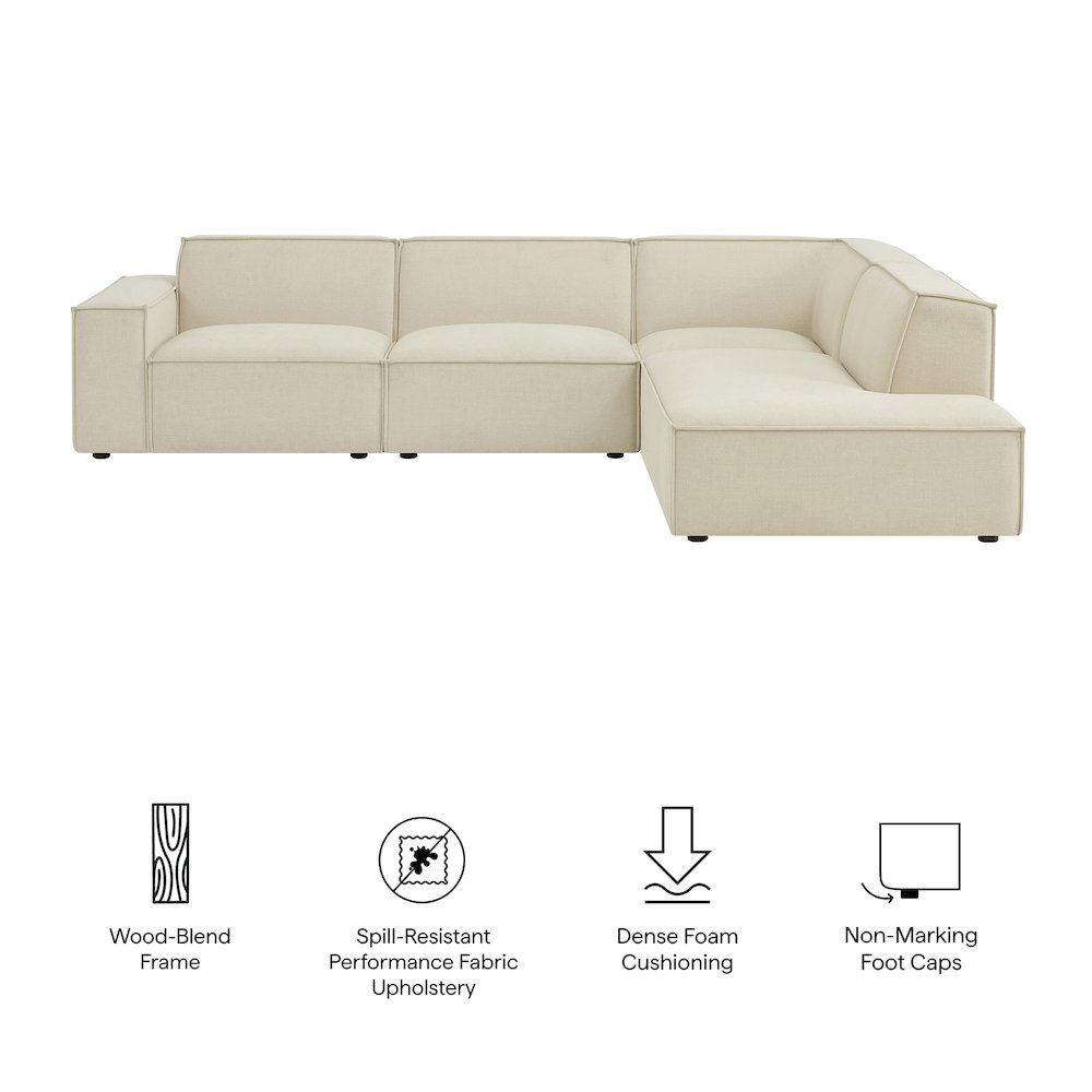 Restore 4-Piece Performance Fabric Upholstered Modular L-Shaped Sofa