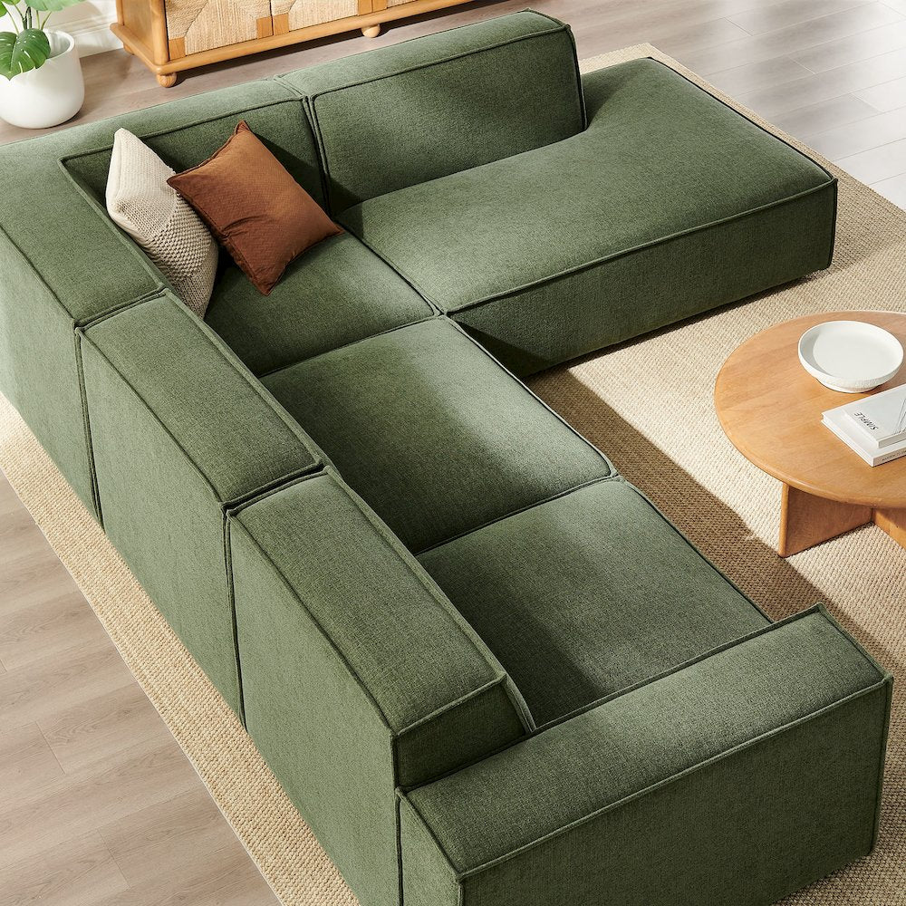 Restore 4-Piece Performance Fabric Upholstered Modular L-Shaped Sofa
