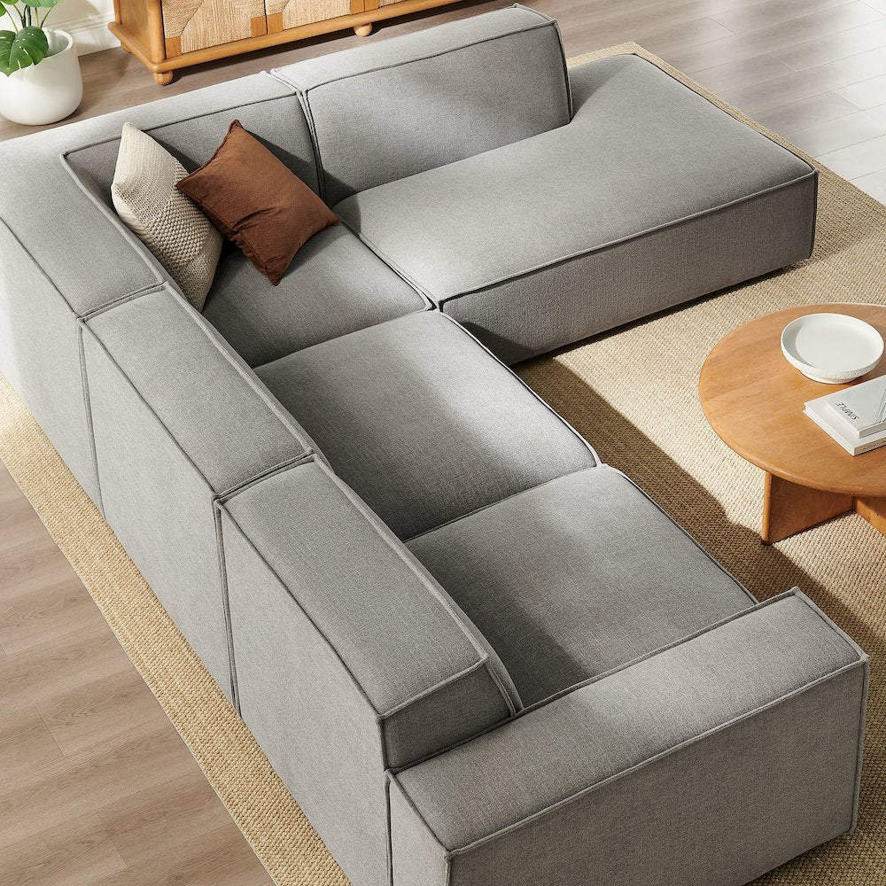 Restore 4-Piece Performance Fabric Upholstered Modular L-Shaped Sofa