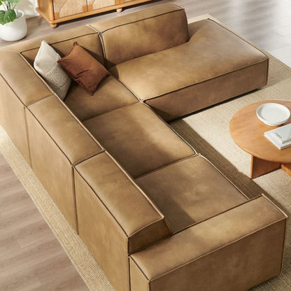 Restore 4-Piece Vegan Leather Modular L-Shaped Sofa