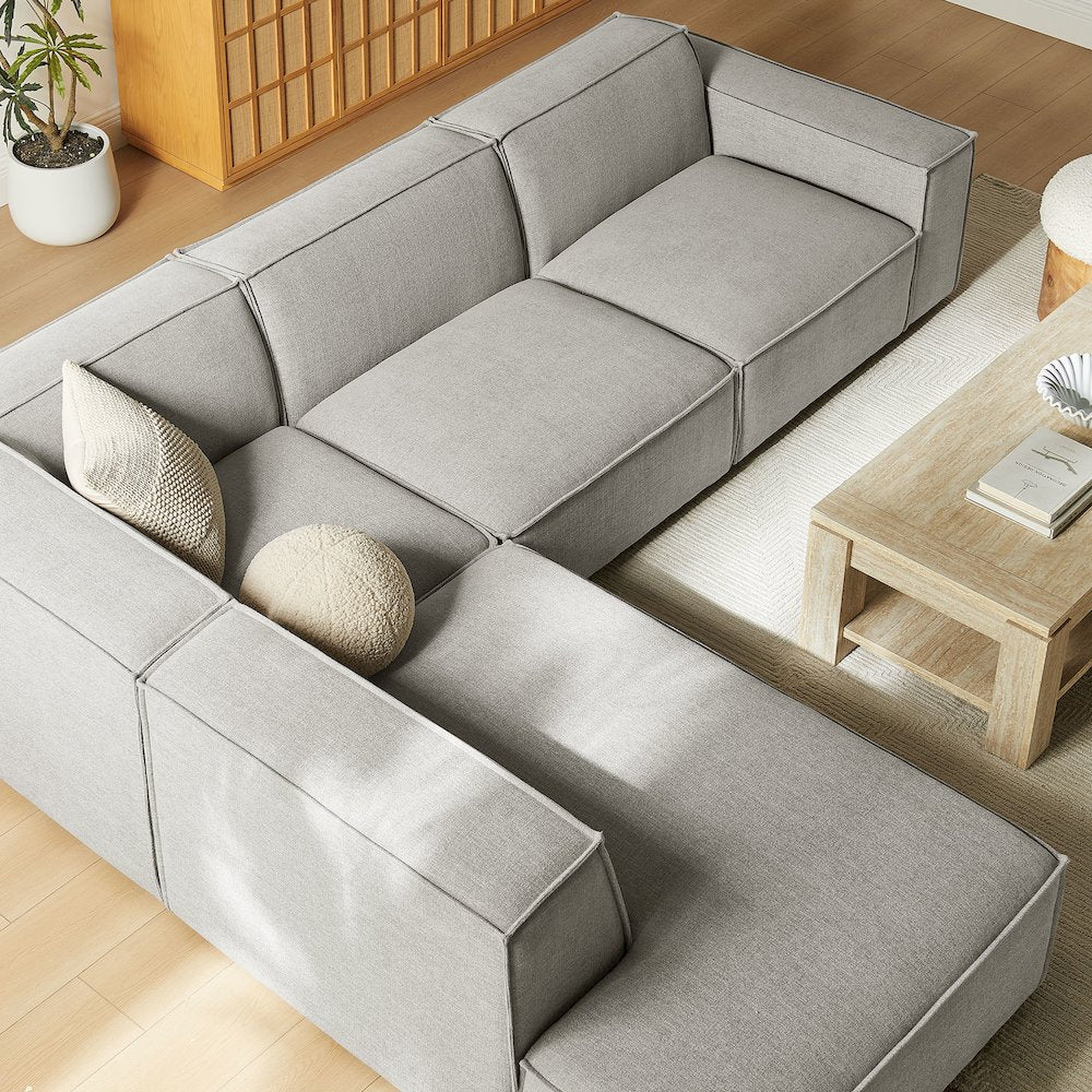 Restore 4-Piece Performance Fabric Upholstered Modular L-Shaped Sofa