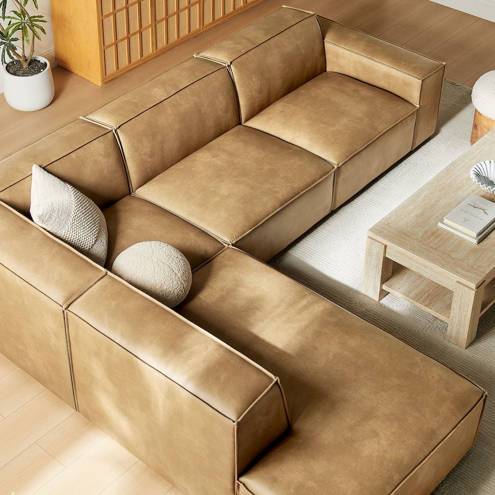 Restore 4-Piece Vegan Leather Modular L-Shaped Sofa