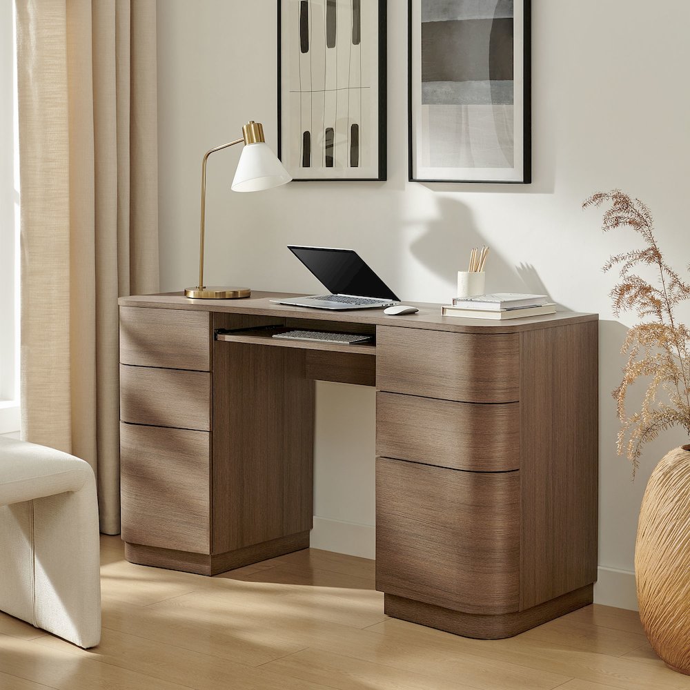 Mirae 55" 6-Drawer Curved Office Desk