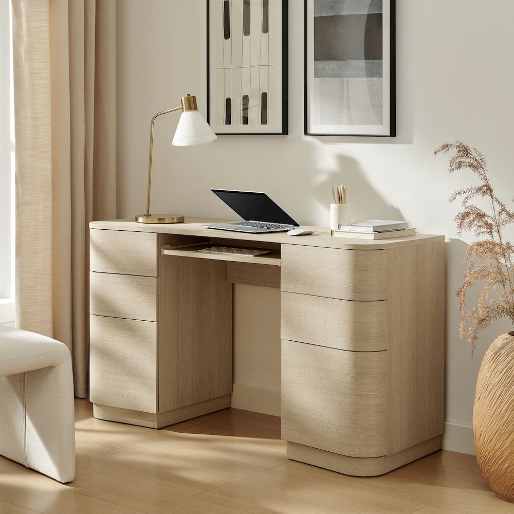 Mirae 55" 6-Drawer Curved Office Desk