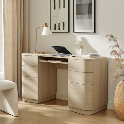 Mirae 55" 6-Drawer Curved Office Desk