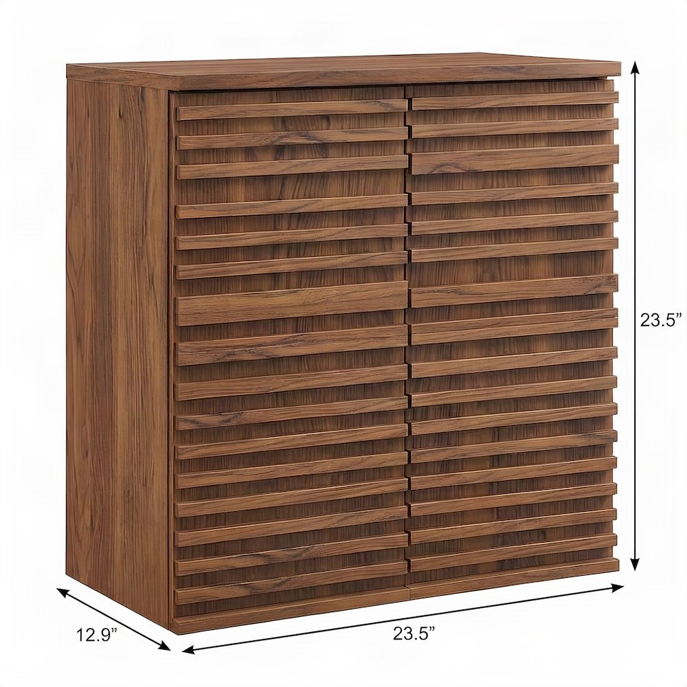 Wall Mounted Bathroom Cabinet with Adjustable Shelf and Doors, Walnut