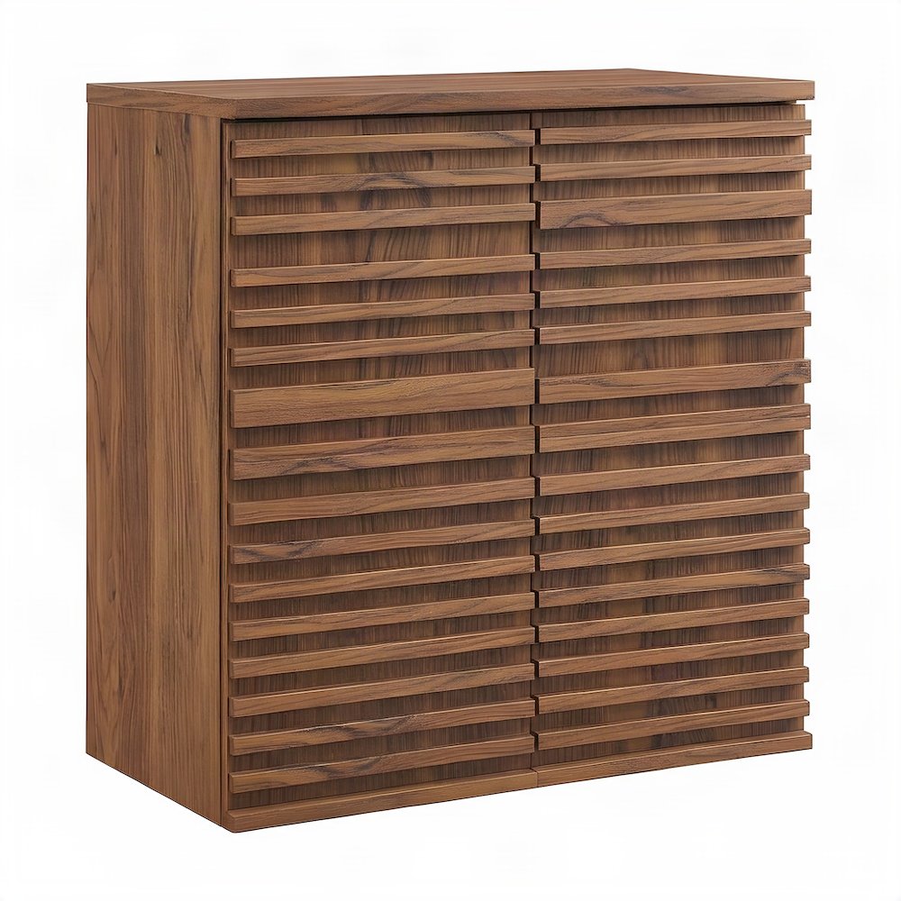 Wall Mounted Bathroom Cabinet with Adjustable Shelf and Doors, Walnut