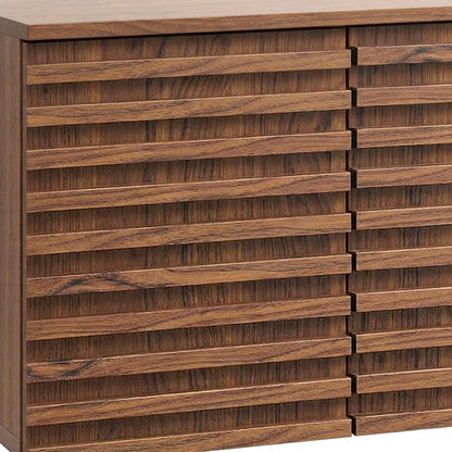 Wall Mounted Bathroom Cabinet with Adjustable Shelf and Doors, Walnut