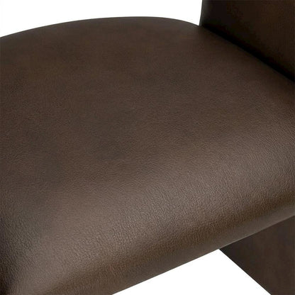 Vegan Leather Dining Armchair with Padded Seat and Arms, Espresso