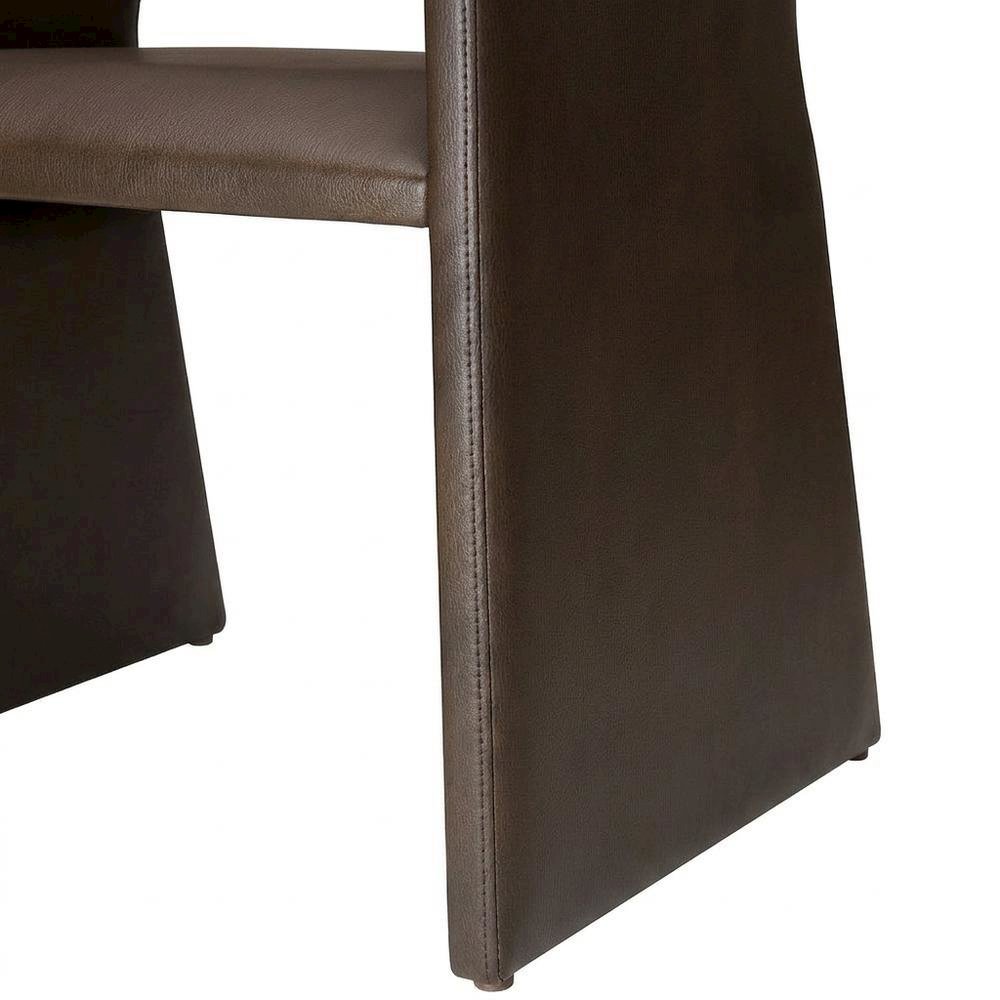 Vegan Leather Dining Armchair with Padded Seat and Arms, Espresso