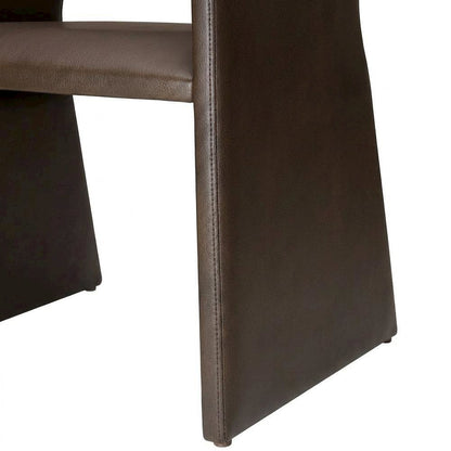 Vegan Leather Dining Armchair with Padded Seat and Arms, Espresso