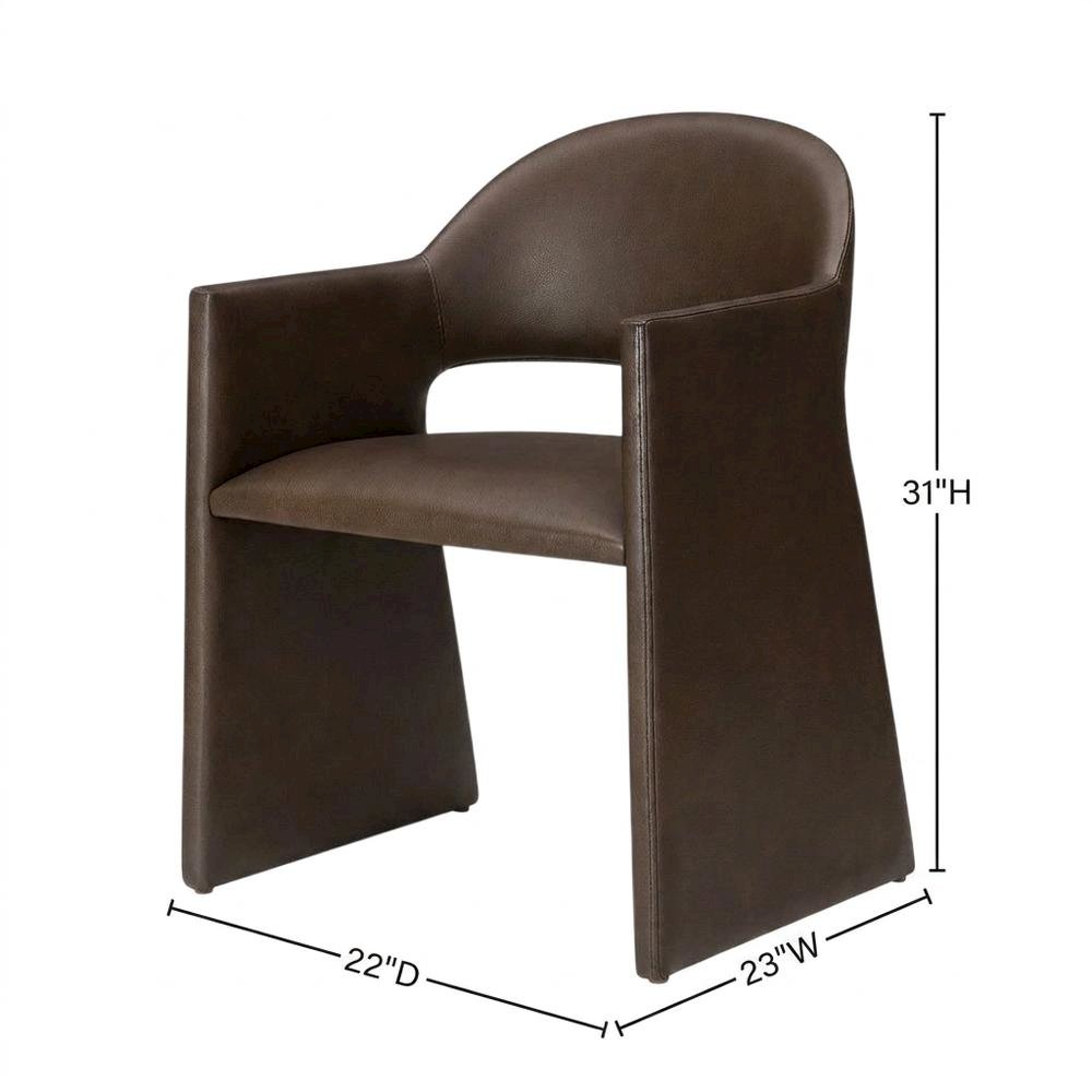 Vegan Leather Dining Armchair with Padded Seat and Arms, Espresso