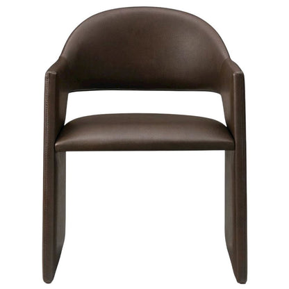 Vegan Leather Dining Armchair with Padded Seat and Arms, Espresso