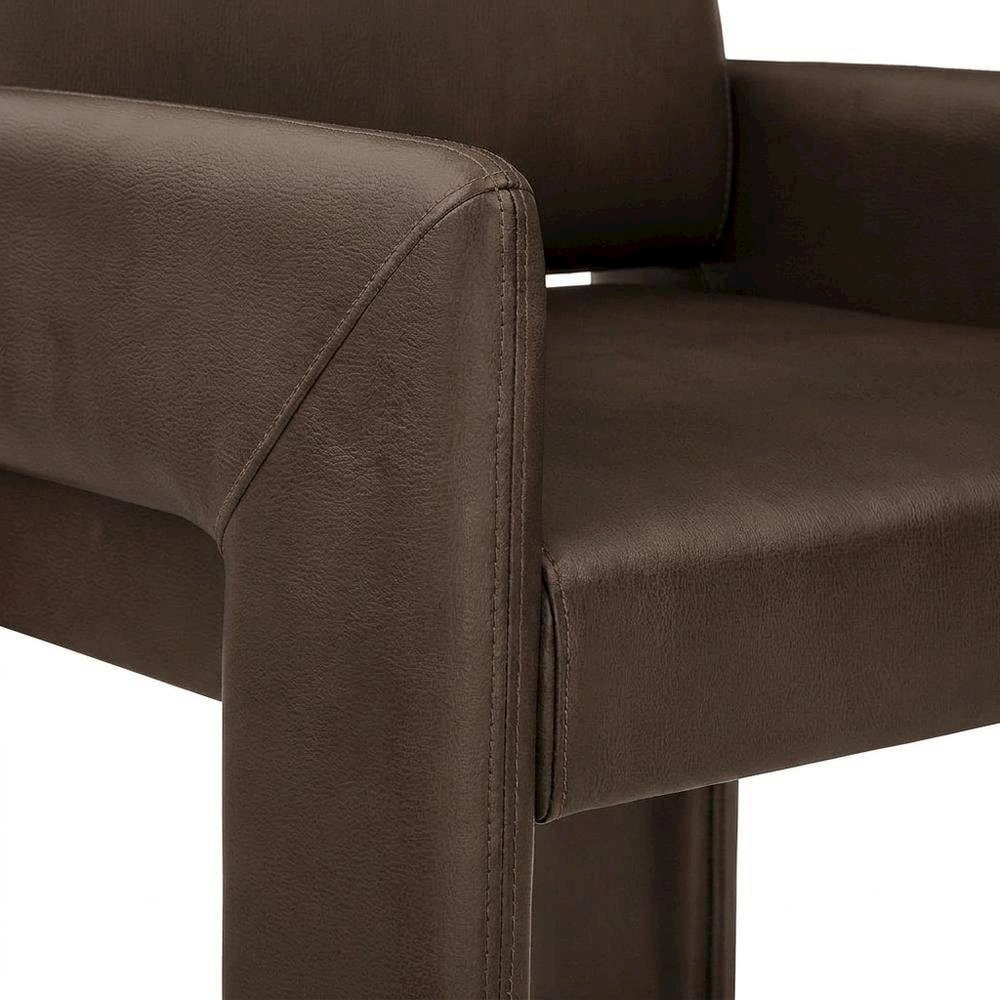 Vegan Leather Upholstered Dining Armchair for Kitchen and Dining Rooms, Espresso