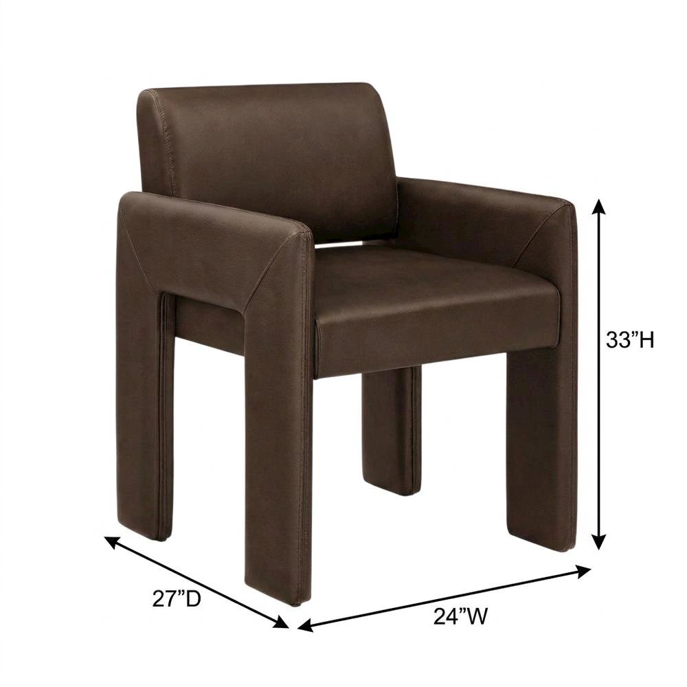 Vegan Leather Upholstered Dining Armchair for Kitchen and Dining Rooms, Espresso