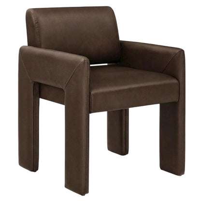Vegan Leather Upholstered Dining Armchair for Kitchen and Dining Rooms, Espresso