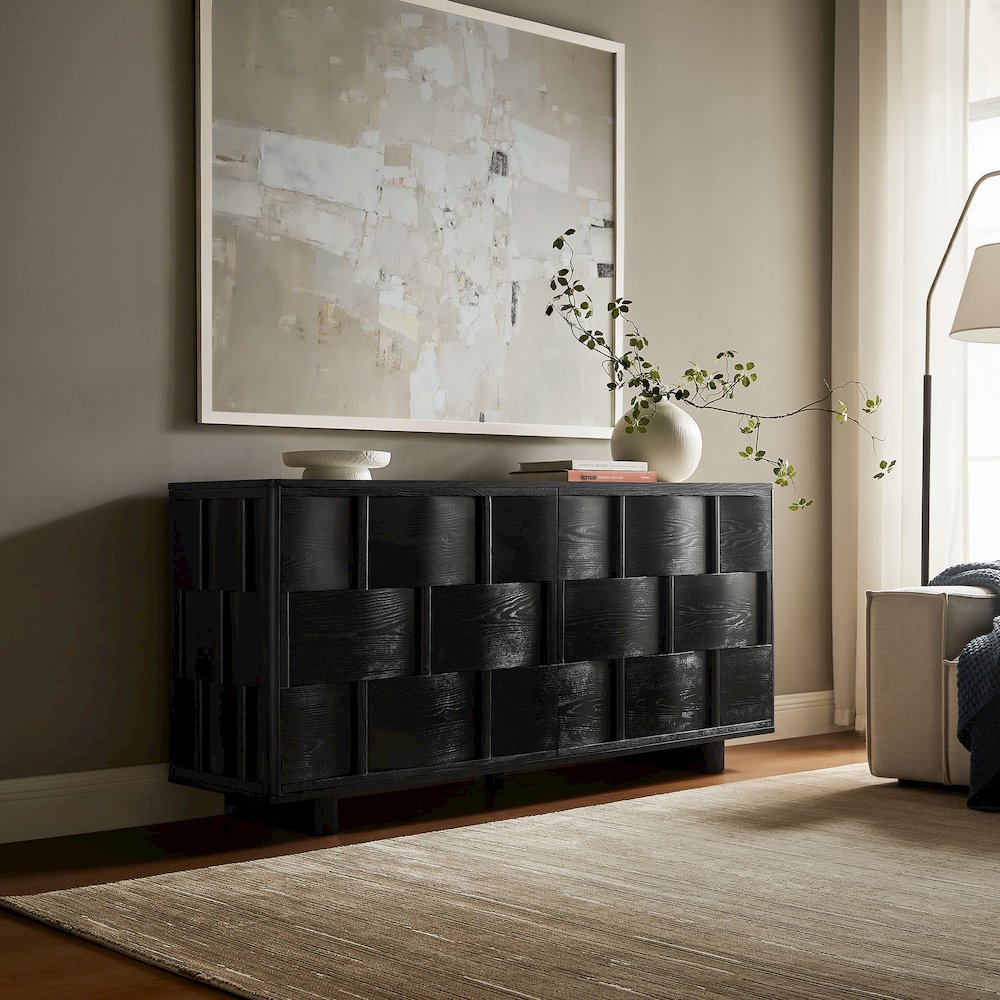 Foundry 71" Woven Design Buffet Storage Cabinet