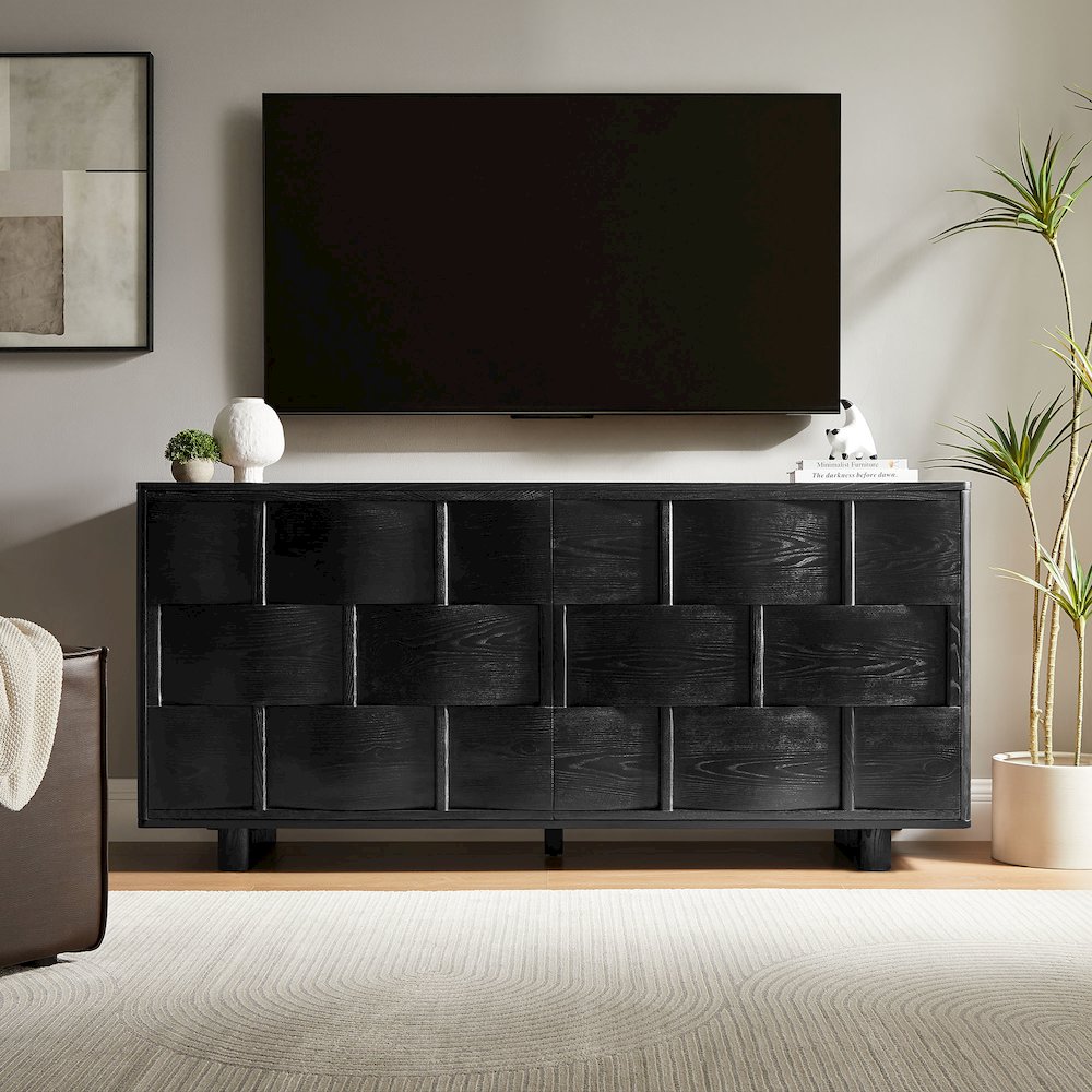 Foundry 71" Woven Design Buffet Storage Cabinet