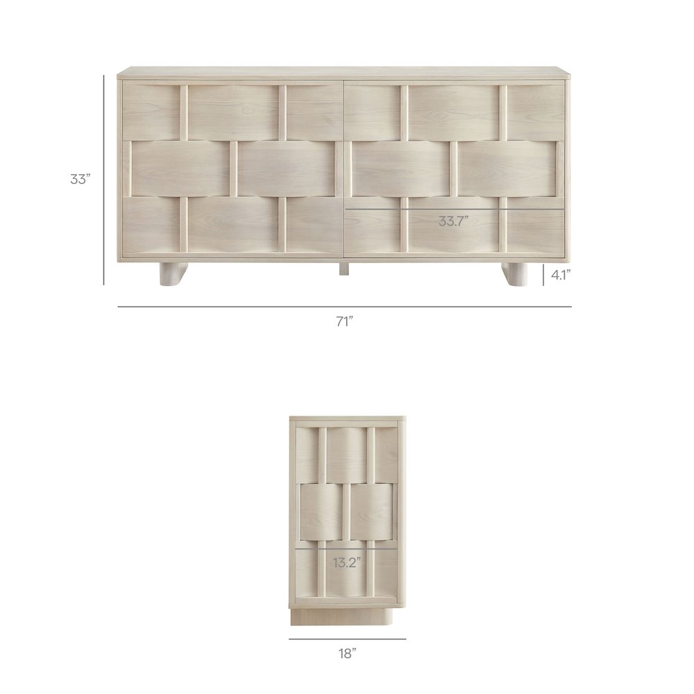 Foundry 71" Woven Design Buffet Storage Cabinet