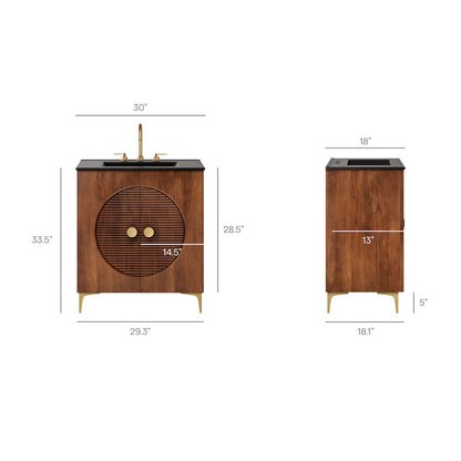 Vernon 30" Fluted Wood Vanity Cabinet With Sink