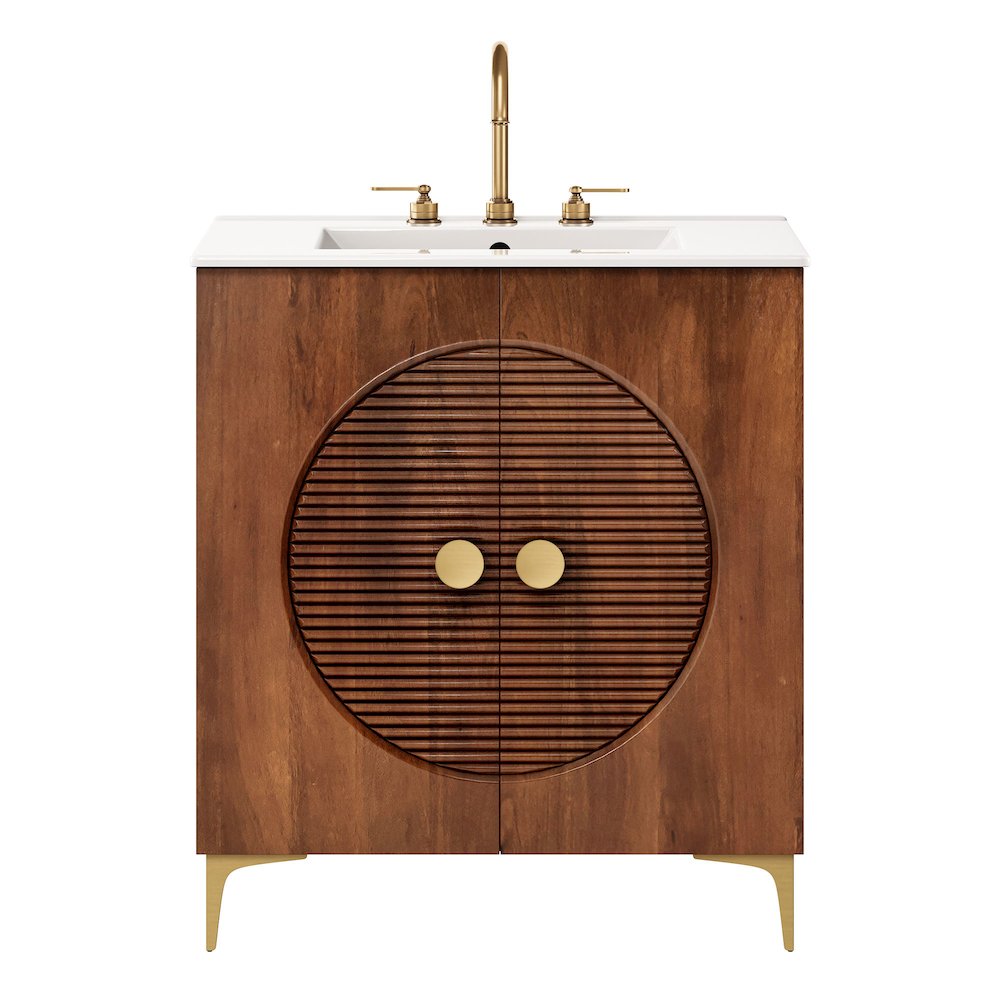 Vernon 30" Fluted Wood Vanity Cabinet With Sink