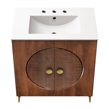 Vernon 30" Fluted Wood Vanity Cabinet With Sink