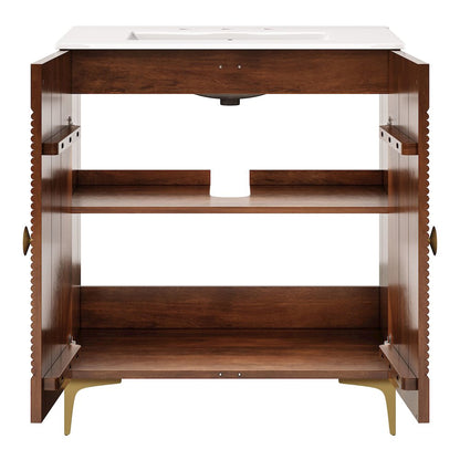 Vernon 30" Fluted Wood Vanity Cabinet With Sink