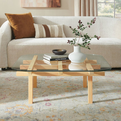 Isby 35 Inch Tempered Glass Coffee Table
