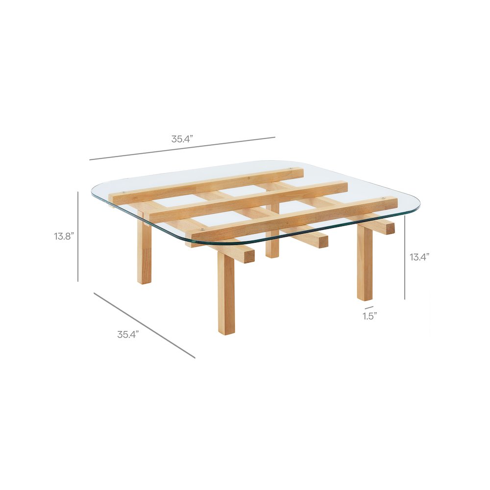 Isby 35 Inch Tempered Glass Coffee Table