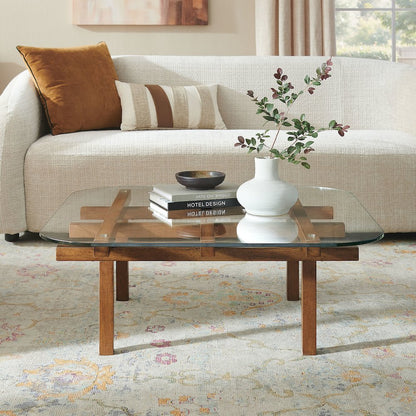 Isby 35 Inch Tempered Glass Coffee Table