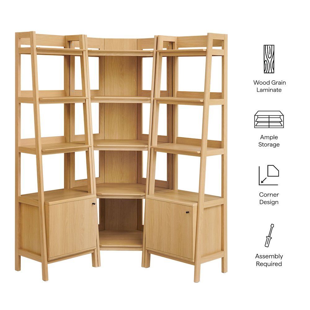 Bixby 3-piece Corner Bookshelf Set with Narrow Bookshelves