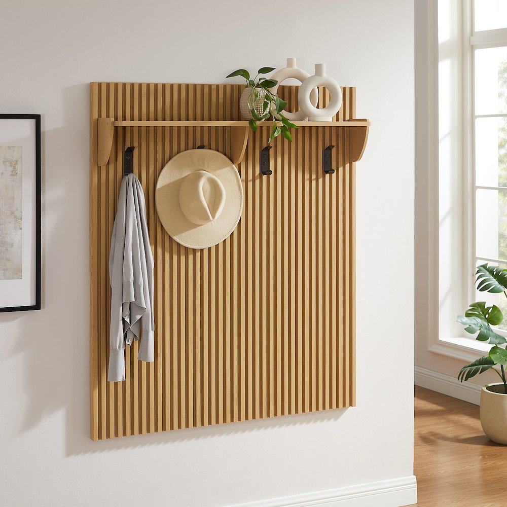 Render Fluted Coat Rack Panel With Shelf