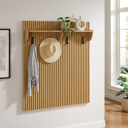 Render Fluted Coat Rack Panel With Shelf