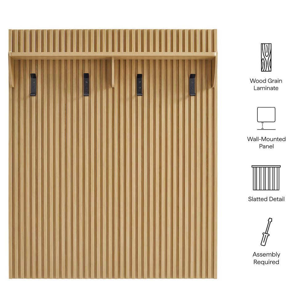 Render Fluted Coat Rack Panel With Shelf