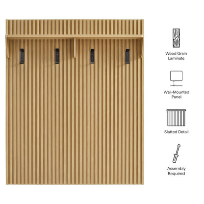 Render Fluted Coat Rack Panel With Shelf