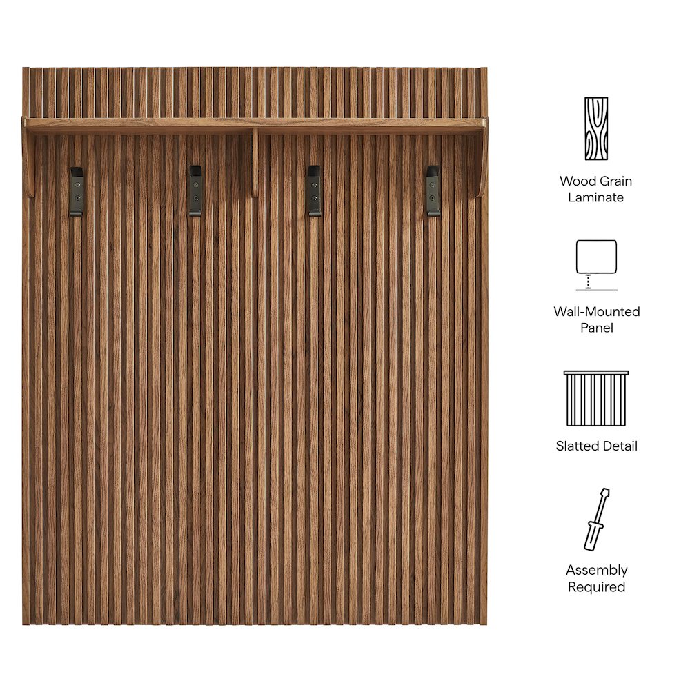 Render Fluted Coat Rack Panel With Shelf