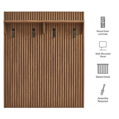 Render Fluted Coat Rack Panel With Shelf