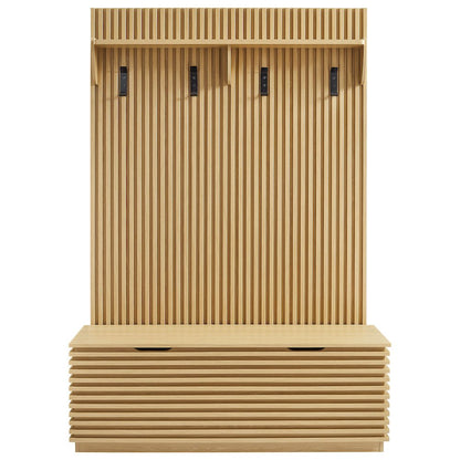 Render Fluted 3-in-1 Hall Tree With Storage Bench and Coat Rack