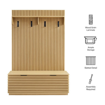 Render Fluted 3-in-1 Hall Tree With Storage Bench and Coat Rack
