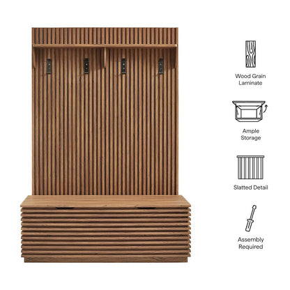 Render Fluted 3-in-1 Hall Tree With Storage Bench and Coat Rack