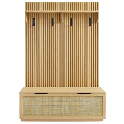 Soma Fluted 3-in-1 Hall Tree With Storage Bench and Coat Rack