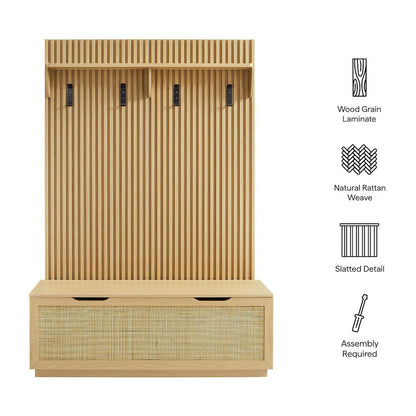 Soma Fluted 3-in-1 Hall Tree With Storage Bench and Coat Rack