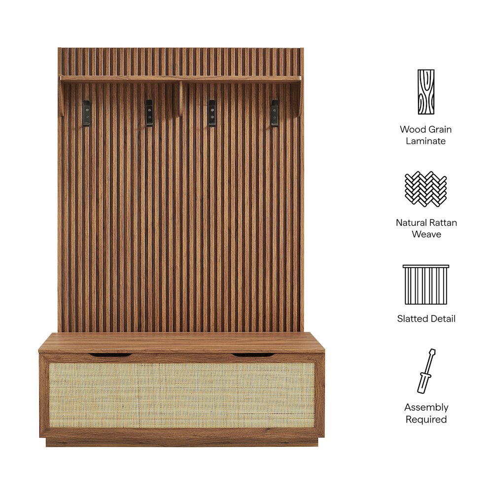 Soma Fluted 3-in-1 Hall Tree With Storage Bench and Coat Rack