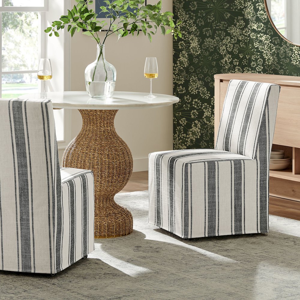 Tessera Striped Slipcovered Dining Side Chair