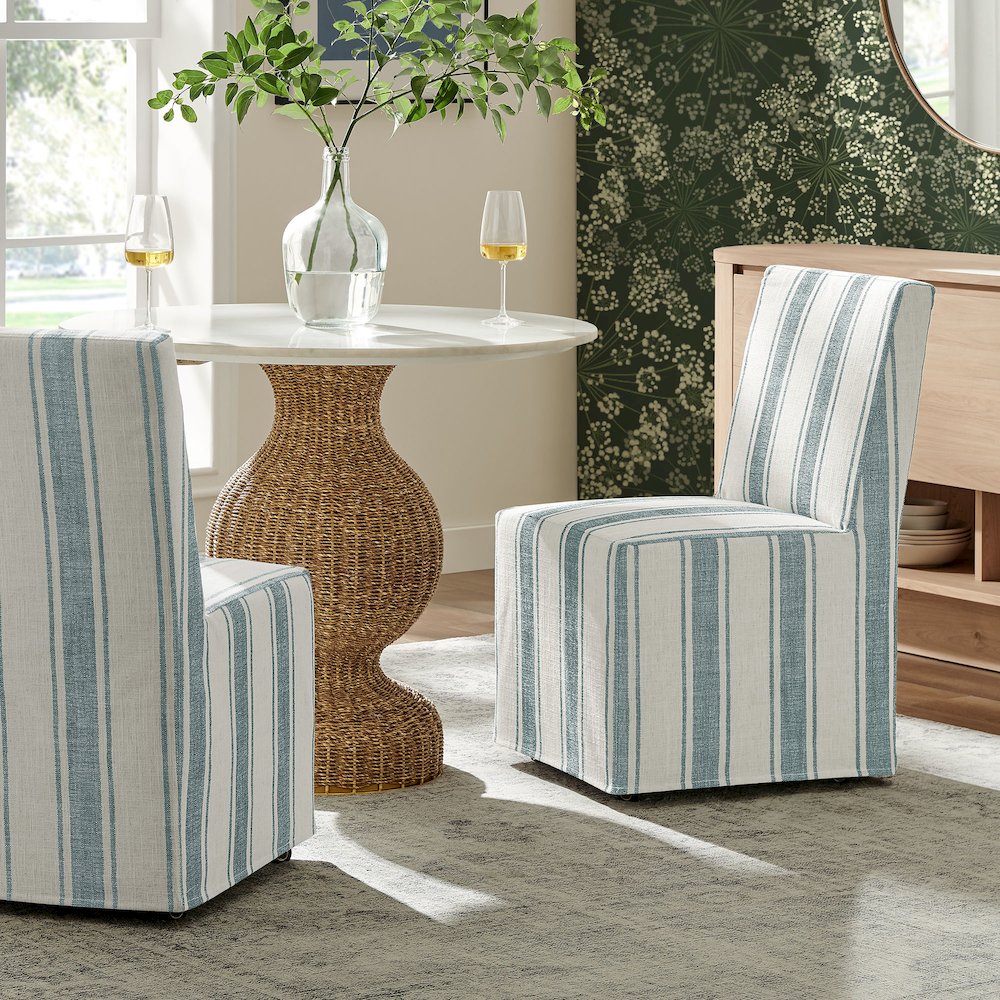 Tessera Striped Slipcovered Dining Side Chair