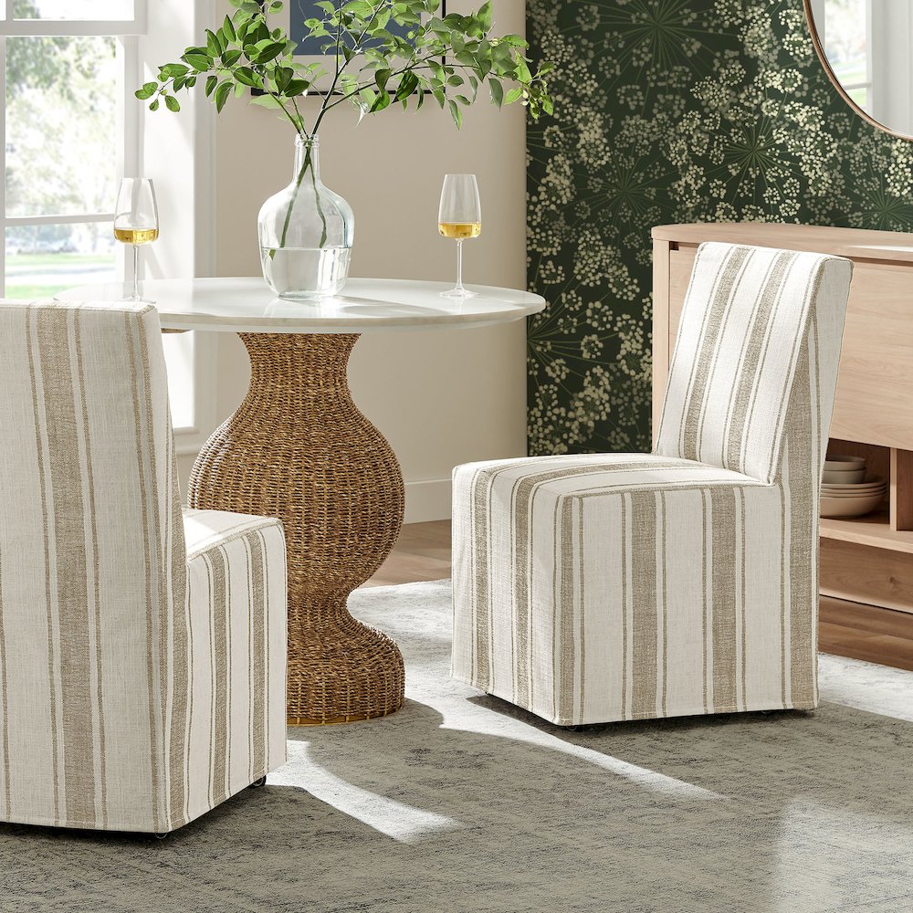 Tessera Striped Slipcovered Dining Side Chair
