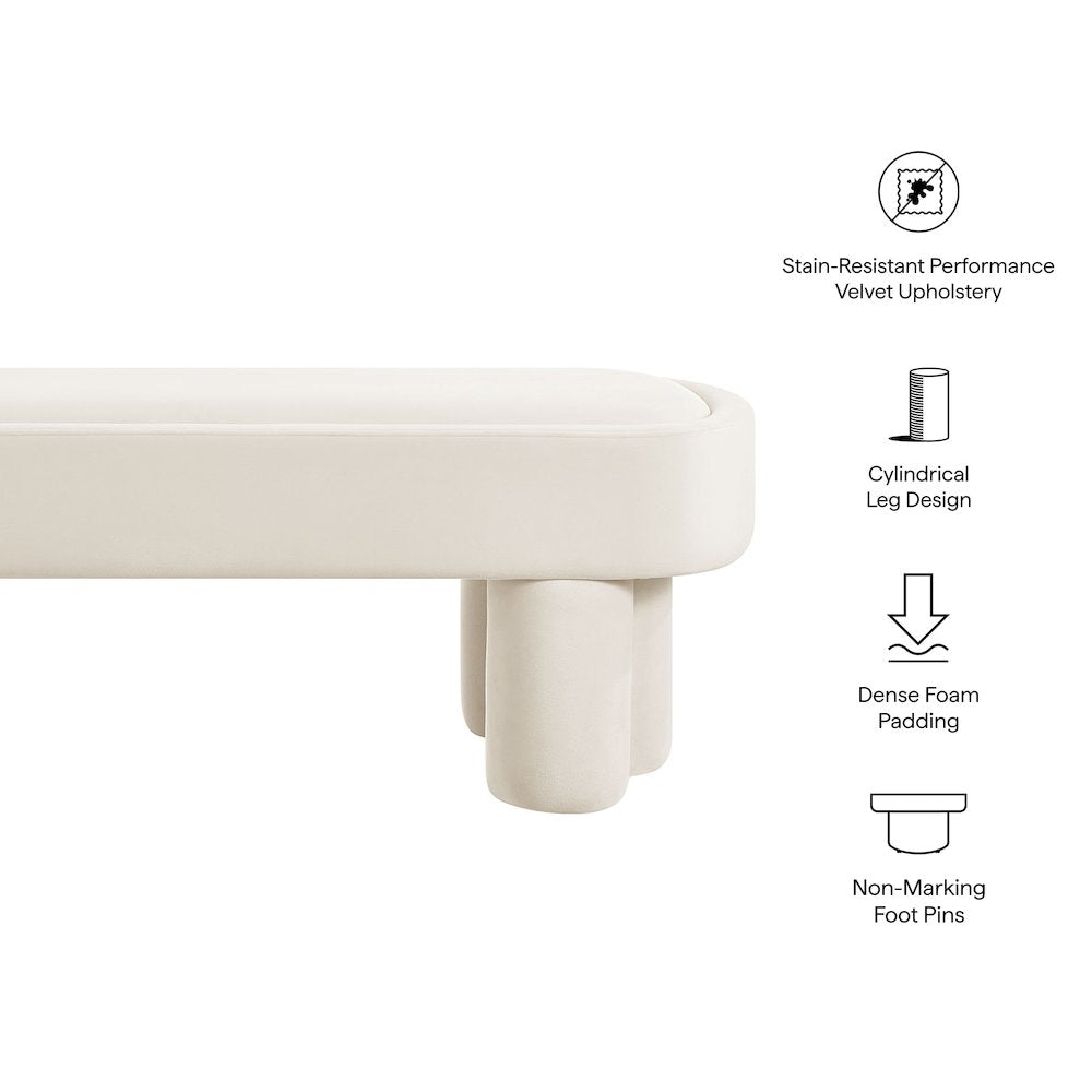 Mossi Oval Performance Velvet Accent Bench