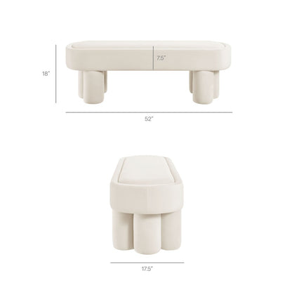 Mossi Oval Performance Velvet Accent Bench