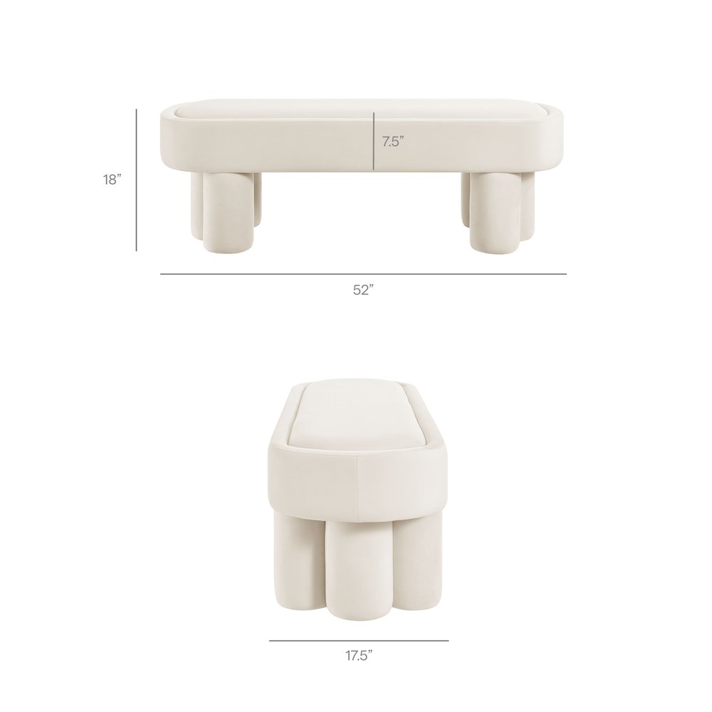 Mossi Oval Performance Velvet Accent Bench