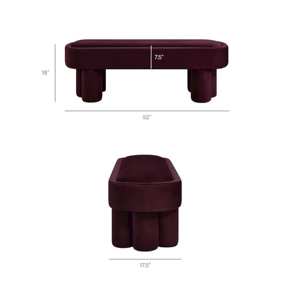 Mossi Oval Performance Velvet Accent Bench